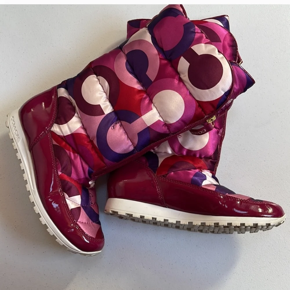 Coach Women's Puffy Winter Boots Pink Purple Red Jolt size 7 B